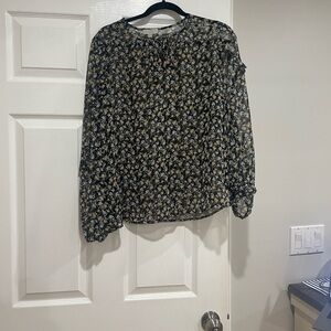 Chenault Black and Cream Floral Blouse